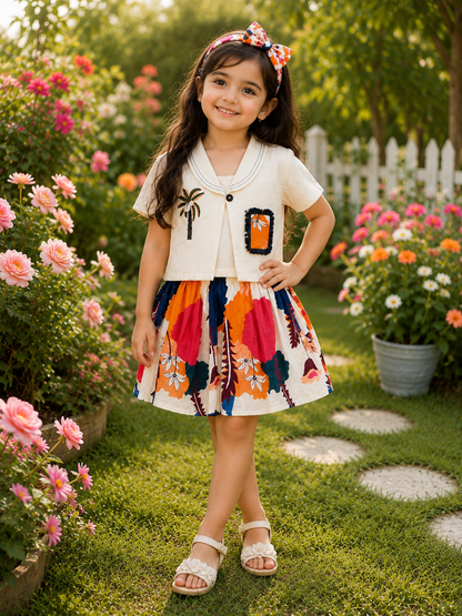Girls Skirt Top with Designer Shrug | Ages 1–8 Years Pattern 01