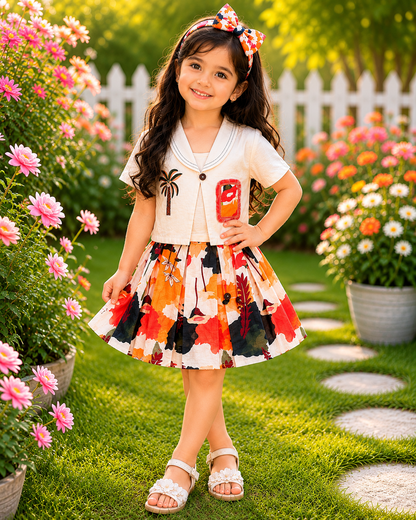 Girls Skirt Top with Designer Shrug | Ages 1–8 Years Pattern 02