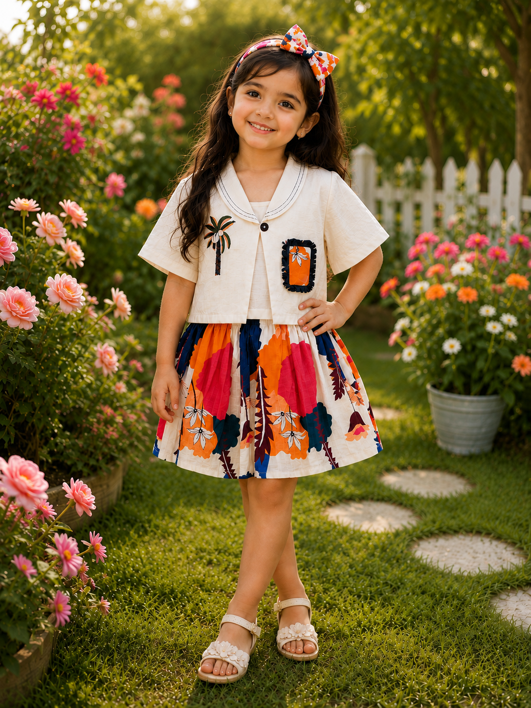 Girls Skirt Top with Designer Shrug | Ages 9M to 08 Years Pattern 01