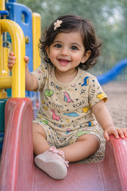 Kids Tshirt and Shorts Combo Set (Cord Set)-Orange