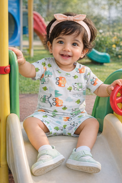 Kids Tshirt and Shorts Combo Set (Cord Set)-White