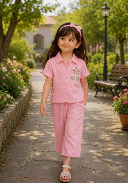 Pink Blossom Crepe Co-Ord Set